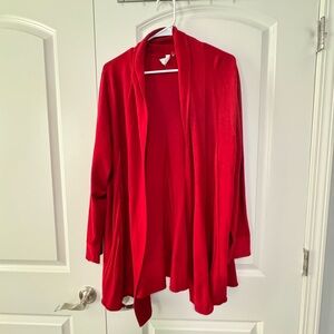 NY Collection Red Women's Open Cardigan 3X
